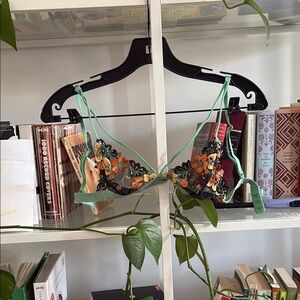 Floral Lace Bralette - Green and Orange